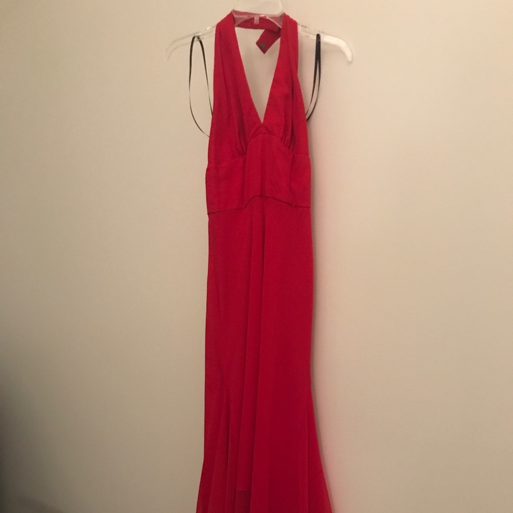 Red formal halter dress